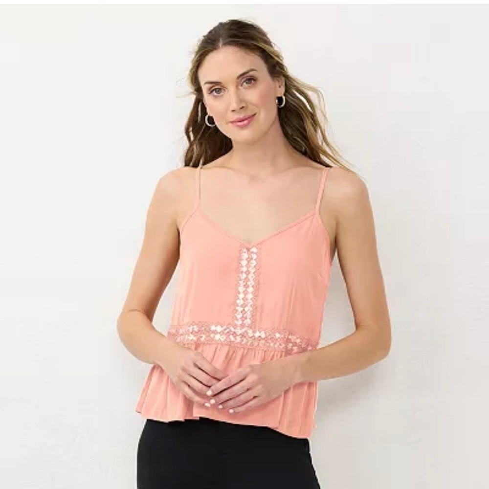 LC Lauren Conrad Flowy Peplum Tank Princess Lavender NWT